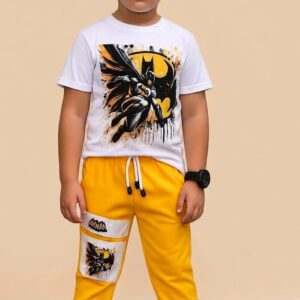 Conjunto Infantil Batman con Camiseta Estampada y Jogger Amarillo para Niño