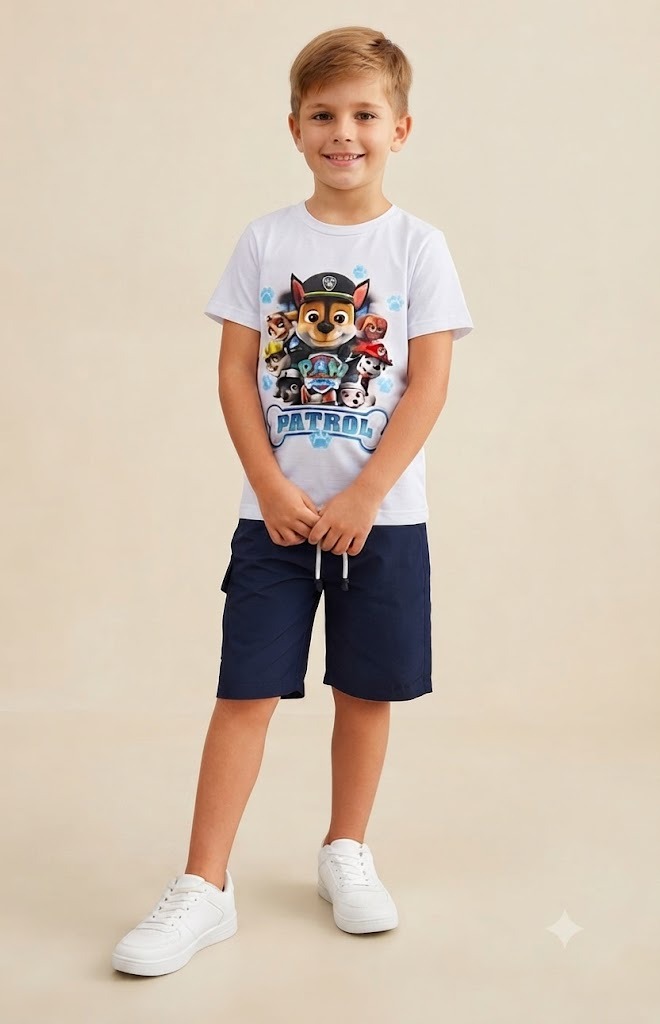Conjunto Paw Patrol con Camiseta Estampada y Bermuda Verde Niño