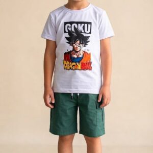 Conjunto Goku con Camiseta Estampada y Bermuda Verde Niño